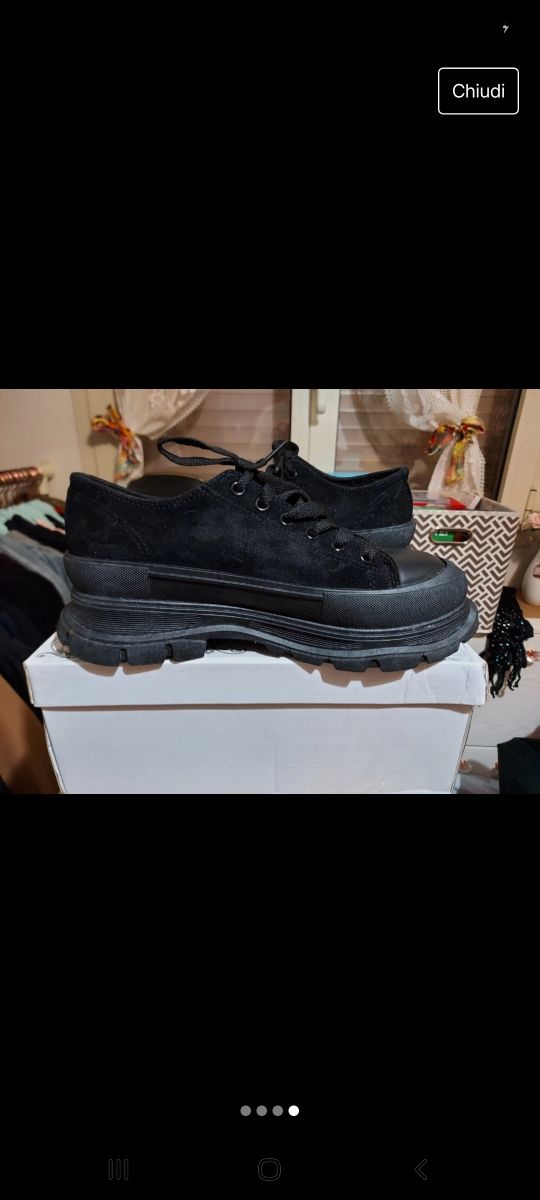 Scarpe cargo nere in camoscio