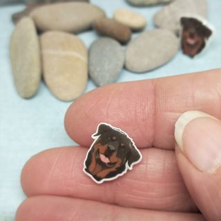 Originales pendientes de boton de perro Rottweiler
