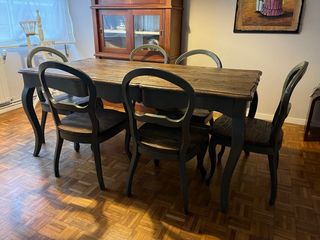 OCASIÓN ! Juego comedor mesa madera y 6 sillas 