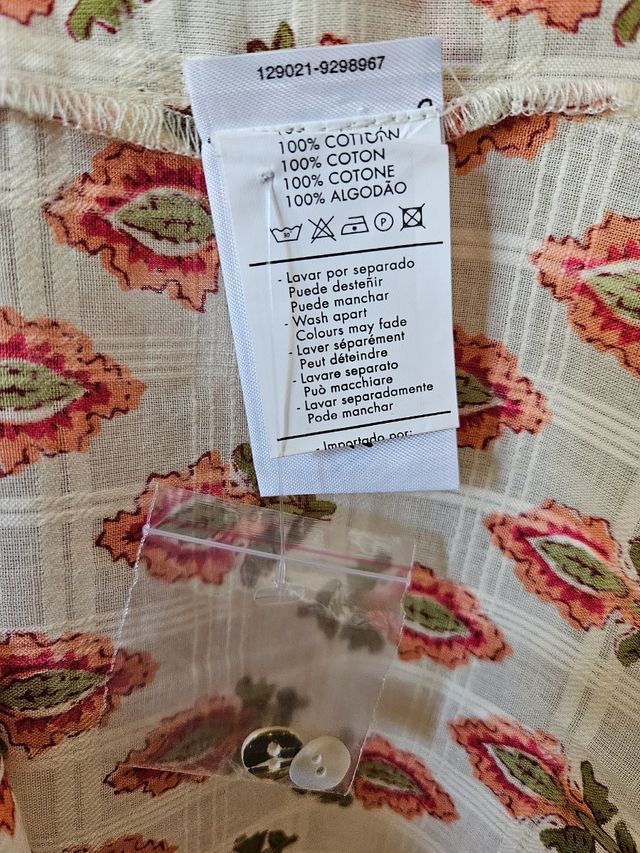 Camisa algodon nueva natura talla S