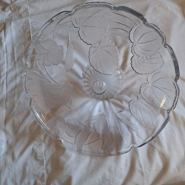 Frutero de cristal tallado transparente 