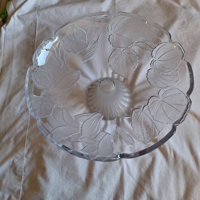Frutero de cristal tallado transparente 