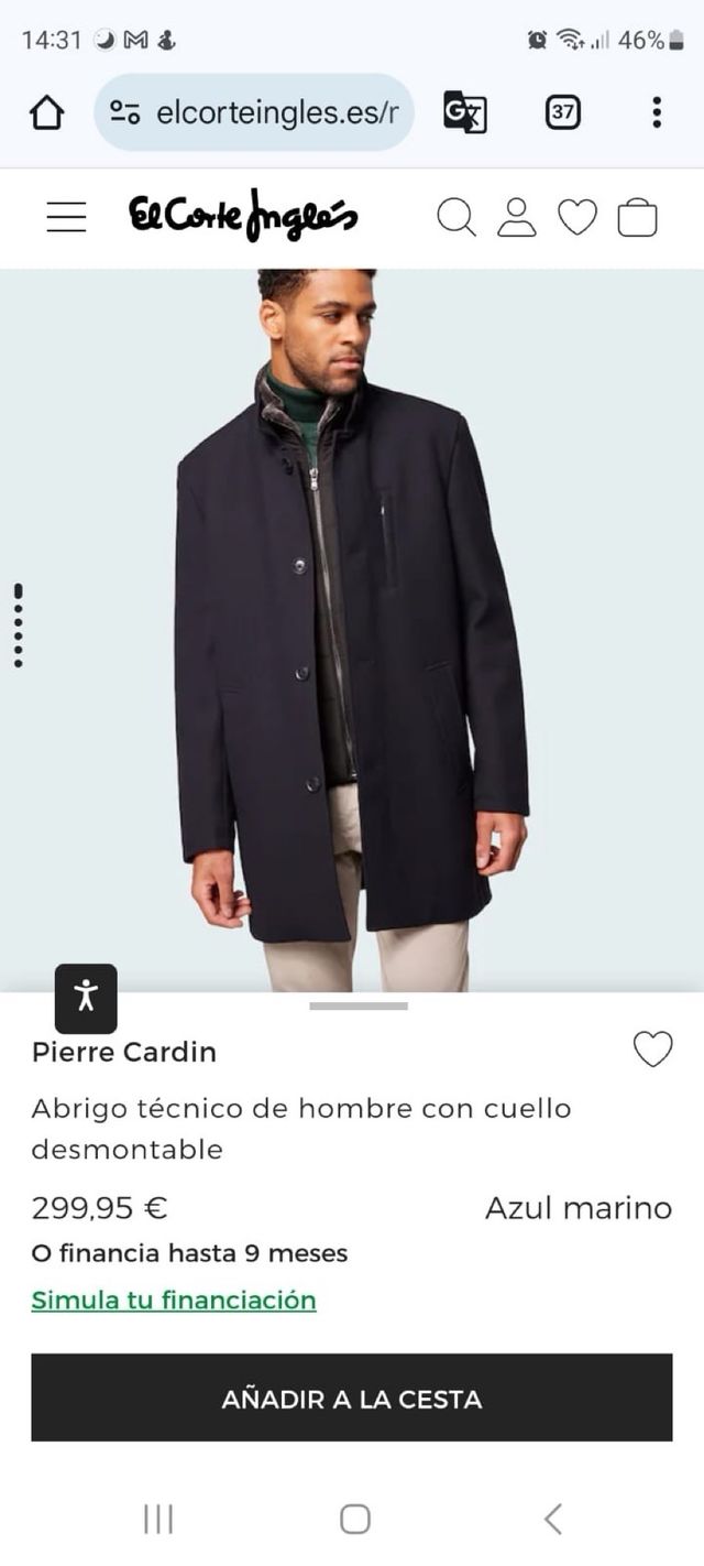 Abrigo tecnico Pierre Cardin, L
