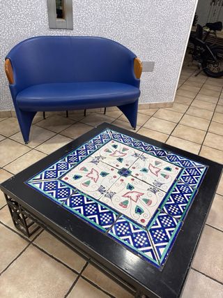 Tavolino ferro battuto con ceramica vietrese