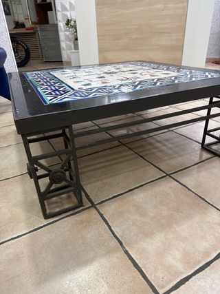 Tavolino ferro battuto con ceramica vietrese