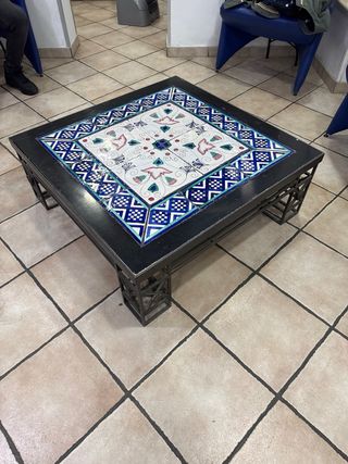 Tavolino ferro battuto con ceramica vietrese