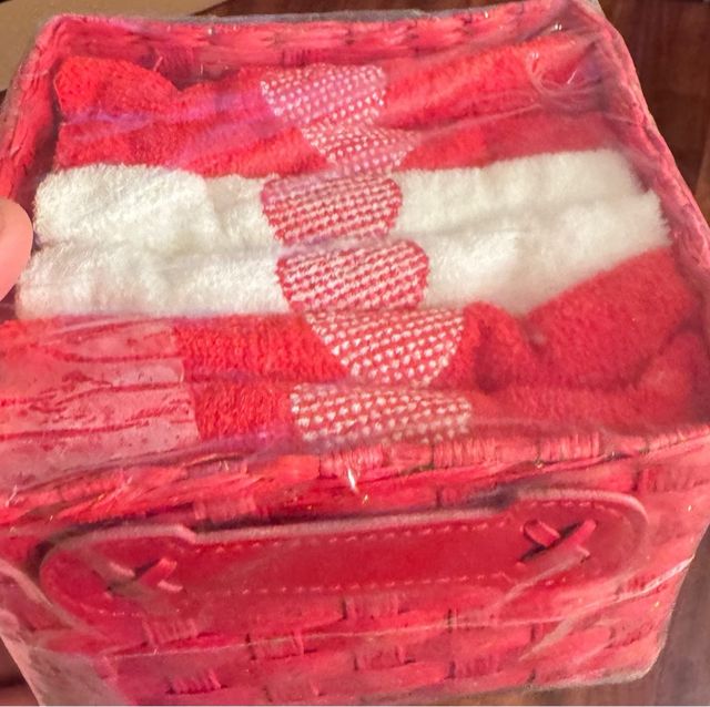 6 lavette mani - asciugamani  mani cestino ros