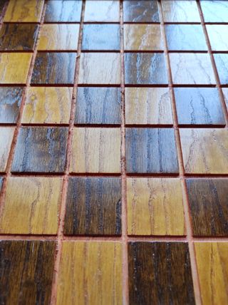 Scacchiera in legno anni 60 con scacchi in bronzo