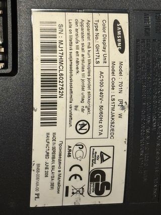 Monitor samsung 701N