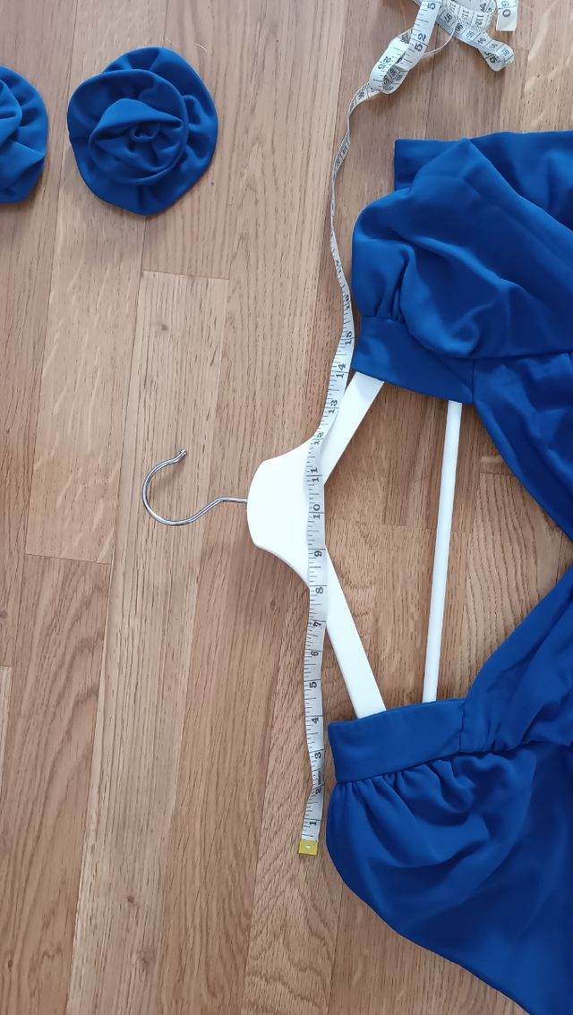 Vestido vintage deapeado en torso azul