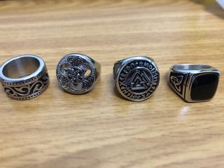 4 anillos hombre estilo motero