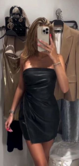 Vestido mini drapeado cadena Zara Talla M