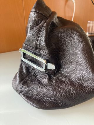 Bolso piel cuero marrón chocolate