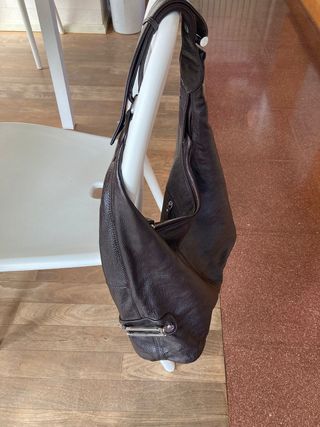 Bolso piel cuero marrón chocolate