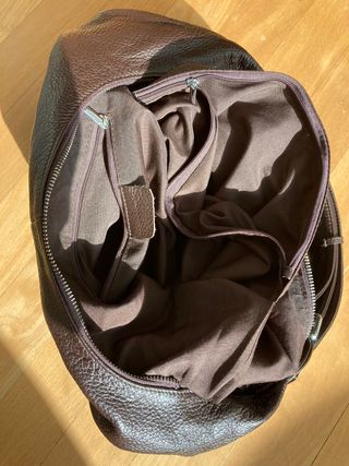 Bolso piel cuero marrón chocolate