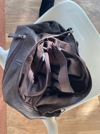 Bolso piel cuero marrón chocolate