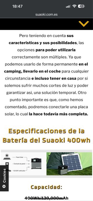Batería Suaoki 400wh NO CARGA PARA REPARAR