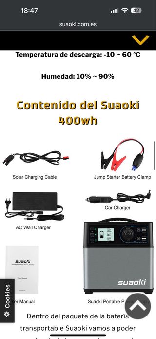 Batería Suaoki 400wh NO CARGA PARA REPARAR