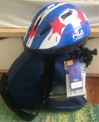 Patines niño/niña, con protectores, casco y bolsa