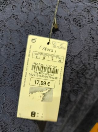Vestido encaje azul Sfera talla S. Nuevo con etiqu
