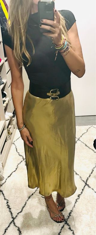 Falda oro metalizafa Zara nueva