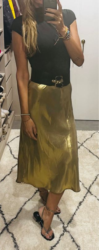 Falda oro metalizafa Zara nueva