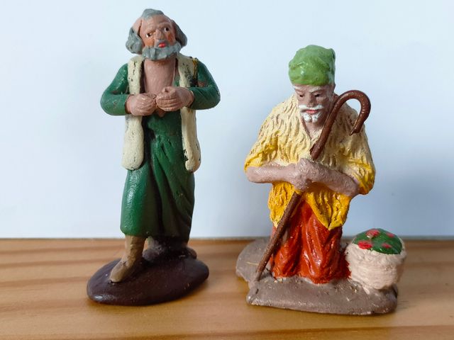 Figuras 9 pastores Belén antiguos