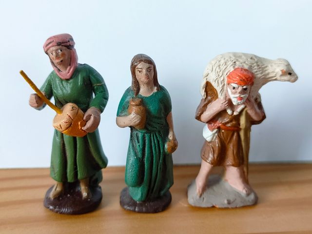Figuras 9 pastores Belén antiguos