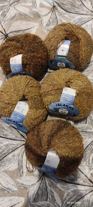 Lotto5 PZ. lana gatto bouclé marrone sfumato