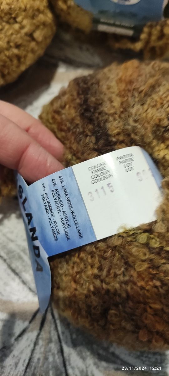 Lotto5 PZ. lana gatto bouclé marrone sfumato