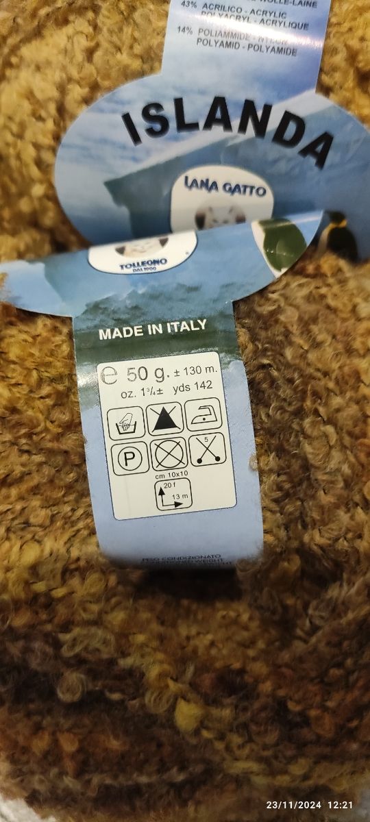 Lotto5 PZ. lana gatto bouclé marrone sfumato