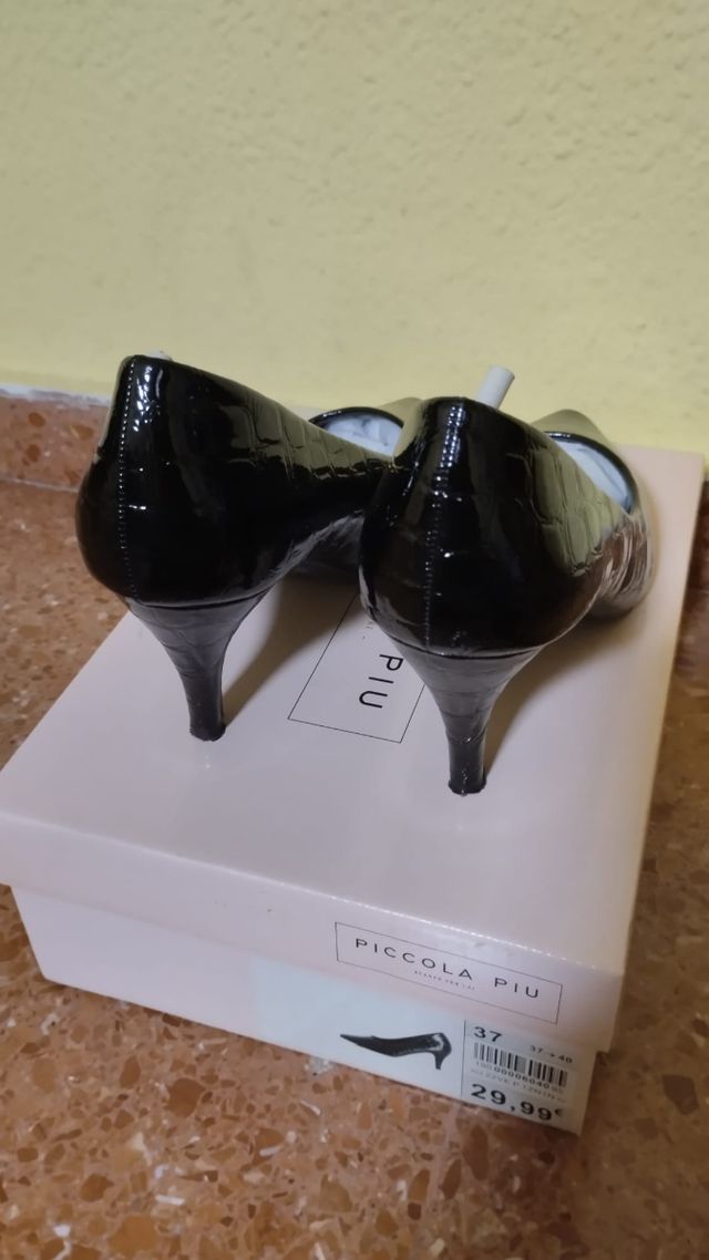 Zapato salón tacón aguja n 37 negro