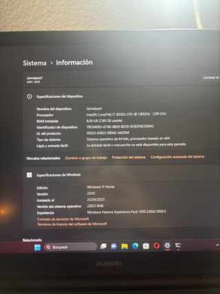 Portatil Huawei Matebook D 15,5 “
