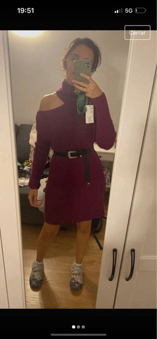 Vestido jersey hilo con apertura 