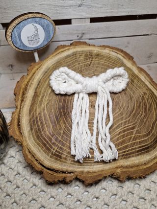 Clip capelli fiocco bianco macramé 
