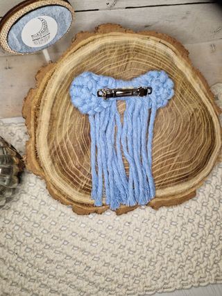 Clip capelli fiocco azzurro macramé 