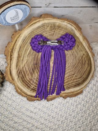 Clip capelli fiocco viola Macramé