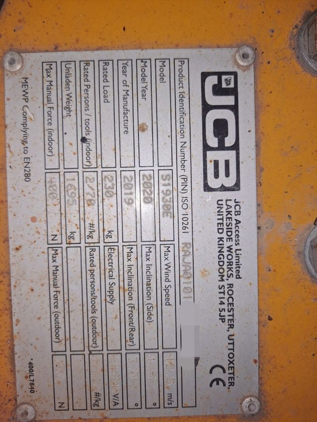 Tijera eléctrica JCB S1930E