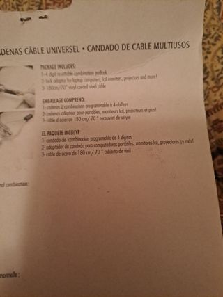 Cadena de cable y candadoNUEVO