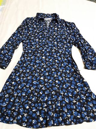 Vestido manga larga estampado S botones, Pull&Bear