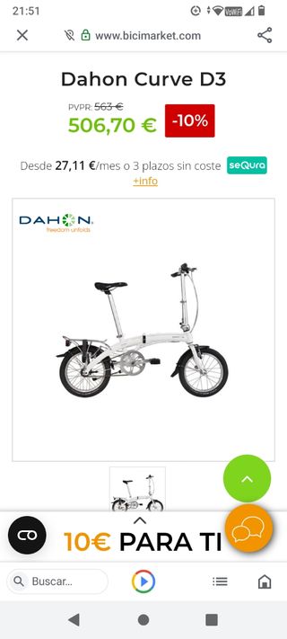 Bicicleta plegable Dahon curve 3