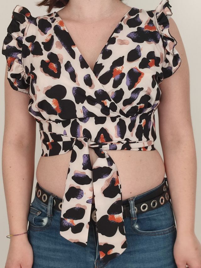 Camicetta leopardato multicolore