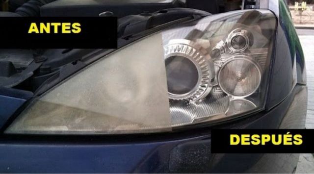 Pulido de faro con polimero.