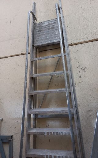 ESCALERA ALUMINIO 3 M PLATAFORMA RUEDAS BARANDILLA