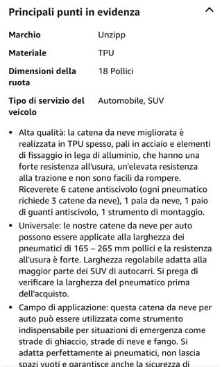 Catene da neve unzip 18” nuove 2024