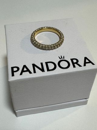 Anillo PANDORA Fila en Pavé Plata Oro Talla 50