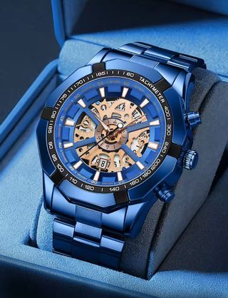 Reloj inox azul nuevo hombre