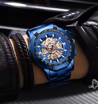 Reloj inox azul nuevo hombre