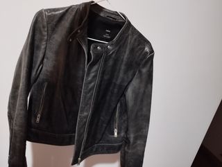 Cazadora cuero Mango