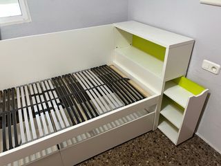 Cama Ikea MALM cajones bajos+estanteria/mesilla